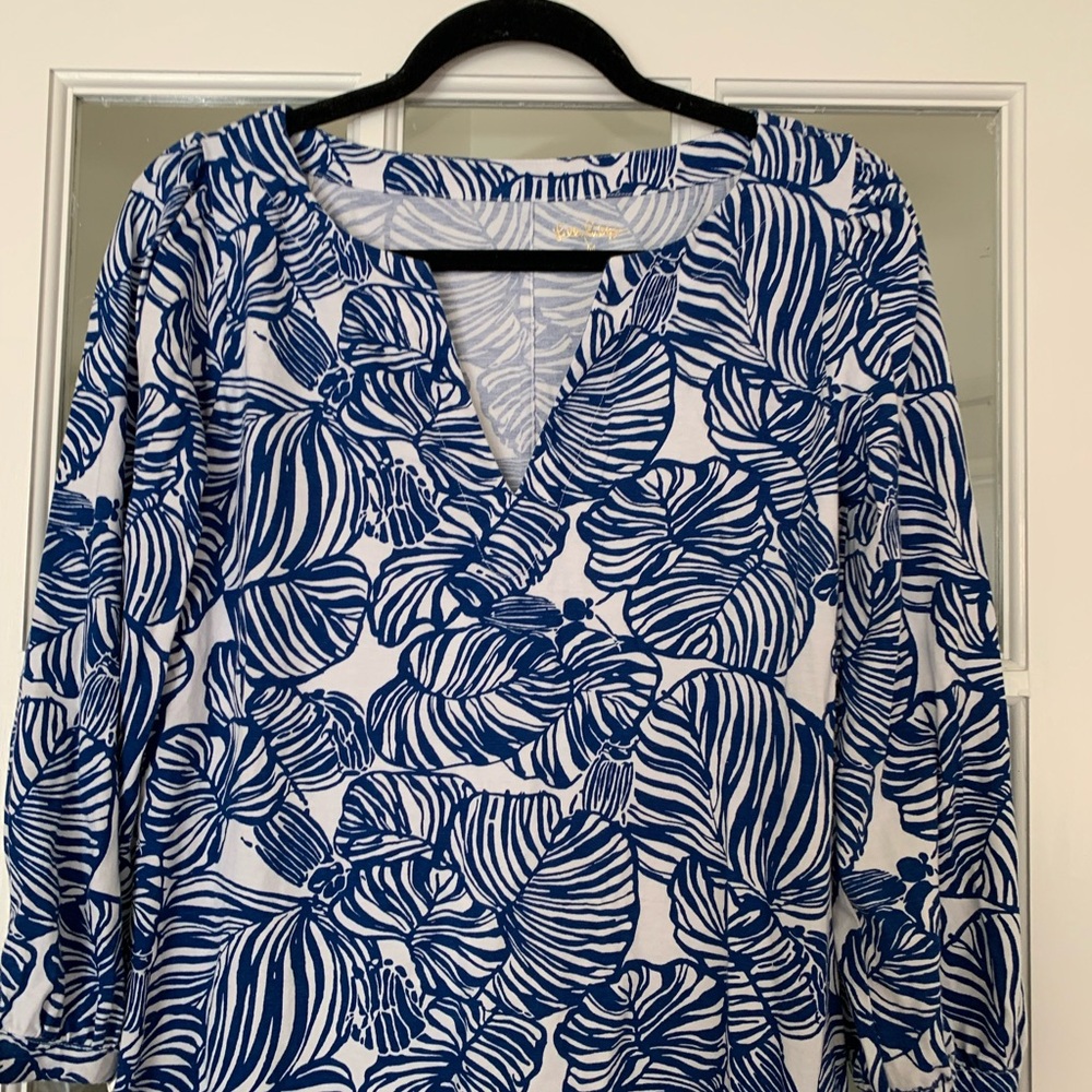 Lilly Pulitzer catch 3/4 sleeve Aegean navy beach path dress size m - Picture 6 of 7